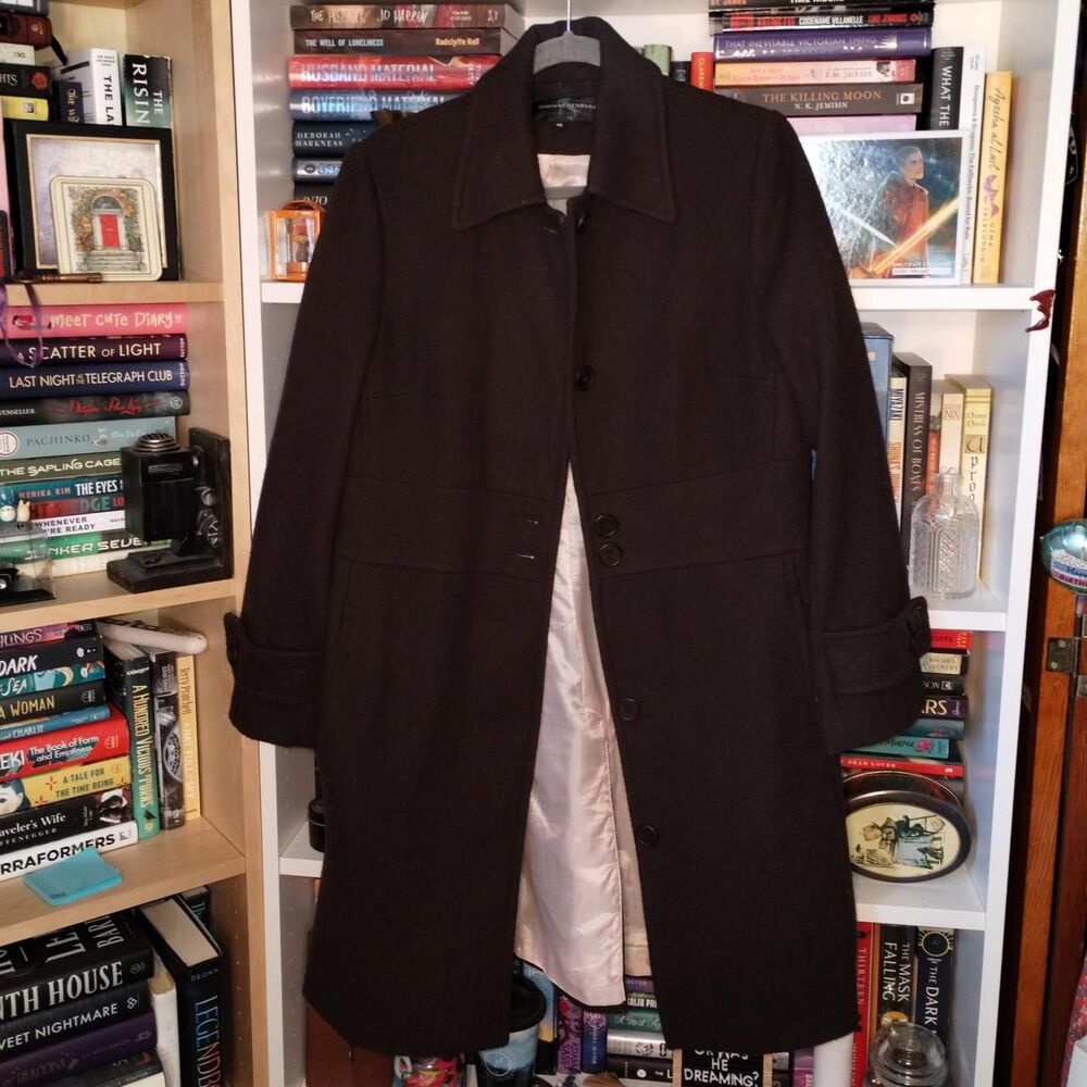 Brown Gaspare Ferrara wool peacoat. With light pink lining.